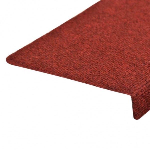 Tapetes de escada autoadesivos 15 peças 65x21x4 cm vermelho bordô com borda retangular M 5