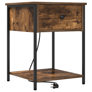 Armário de Cabeceira com gaveta Carvalho fumado 42 x 41 x 56 cm H