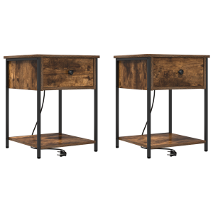 Cajoneras de Noche 2 pcs Roble ahumado 42 x 41 x 56 cm H