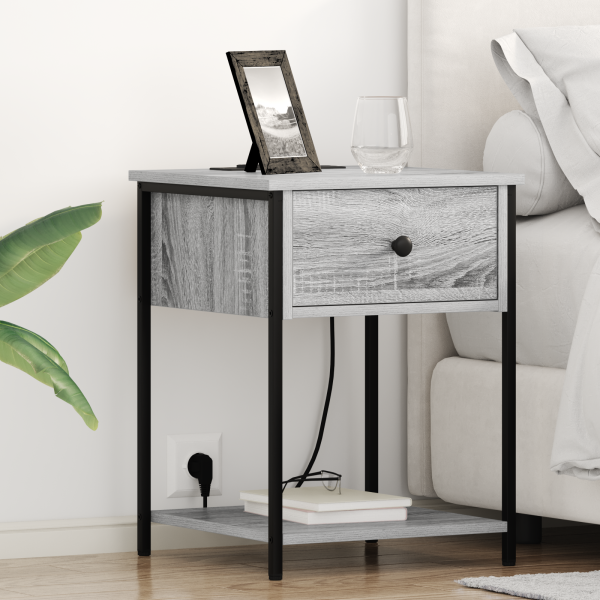 Cajoneras de Noche con cajón 2 pcs Gris sonoma 42 x 41 x 56 cm D