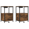 Cabinete de Noche con Estación de Carga 2 pcs Roble ahumado 2