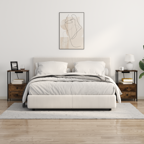 Cabinete de Noche con Estación de Carga 2 pcs Roble ahumado M 4