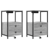 Cabinete de Noche con Estación de Carga 2 pcs Gris sonoma 2