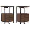 Cabinete de Noche con Estación de Carga 2 pcs Marrón roble 2