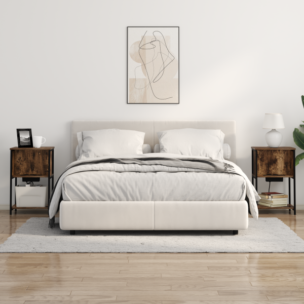 Armario de Noche 2 pcs Roble ahumado 38 x 31 x 61 cm M 4