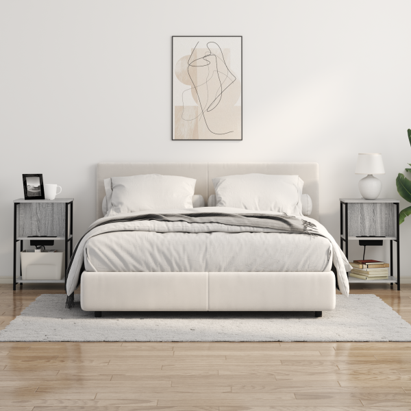 Armario de Noche 2 pcs Gris sonoma 38 x 31 x 61 cm M 4