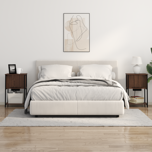 Armario de Noche 2 pcs Marrón roble 38 x 31 x 61 cm M 4