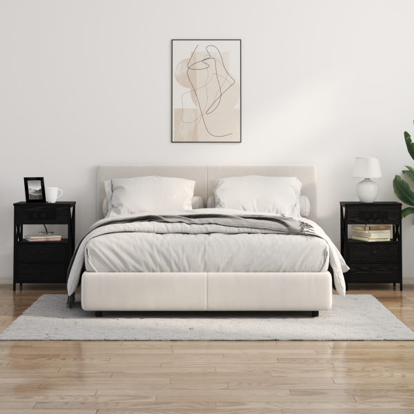 Armario de Noche con cajón 2 pcs Roble negro 40 x 31 x 60 cm M 4