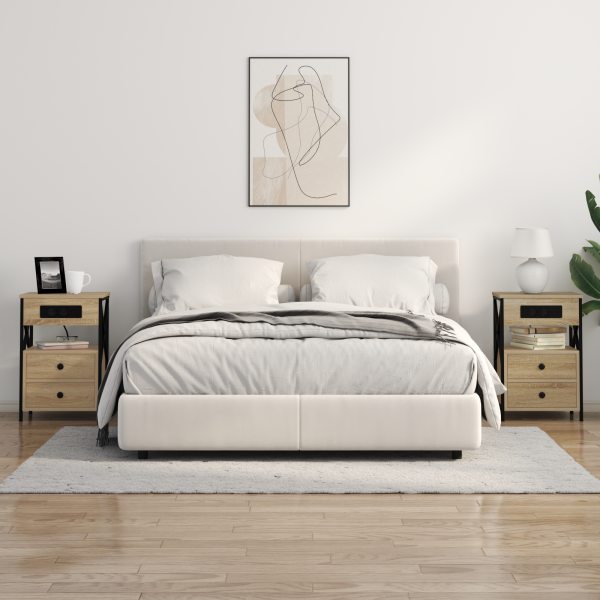 Armario de Noche con cajón 2 pcs Roble Sonoma 40 x 31 x 60 cm M 4