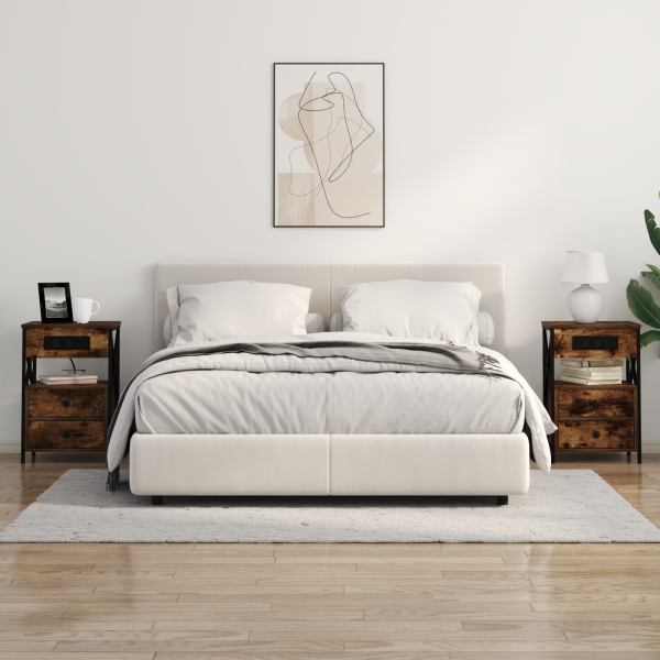 Armário de Cabeceira 2 pcs Carvalho fumado 40 x 31 x 60 cm M 4