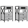 Armario de Noche con cajón 2 pcs Gris sonoma 40 x 31 x 60 cm 2