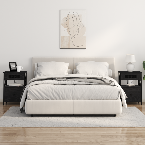 Armário de Cabeceira com gaveta Carvalho preto 40 x 31 x 60 cm M 4