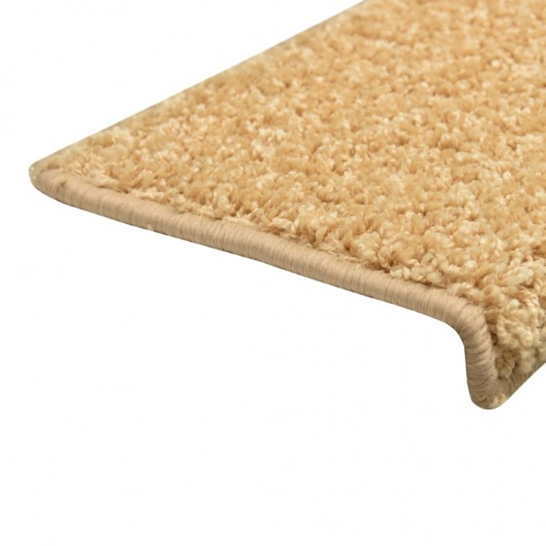 Alfombras de peldaños de escalera 15 uds beige 65x21x4 cm M 5