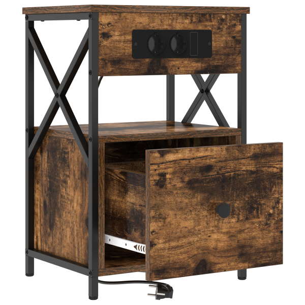 Armario de Noche con cajón Roble ahumado 40 x 31 x 60 cm M 5