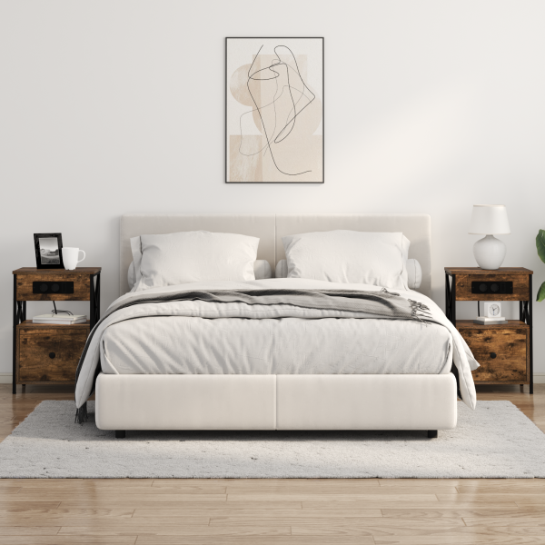 Cajoneras de Noche 2 pcs Roble ahumado 40 x 31 x 60 cm M 4