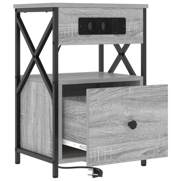 Armario de Noche con cajón Gris sonoma 40 x 31 x 60 cm M 5