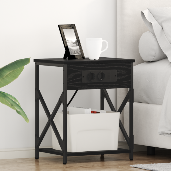 Armario de Noche 2 pcs Roble negro 41 x 31 x 51 cm D