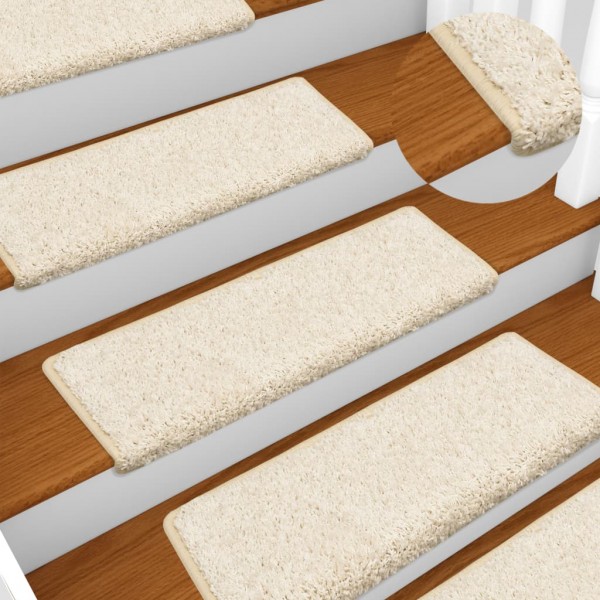 Alfombras de peldaños de escalera 15 uds blanco 65x21x4 cm D