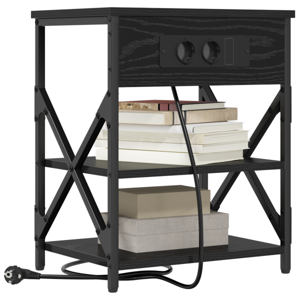 Cabinete de Noche con Estación de Carga 2 pcs Roble negro M 3