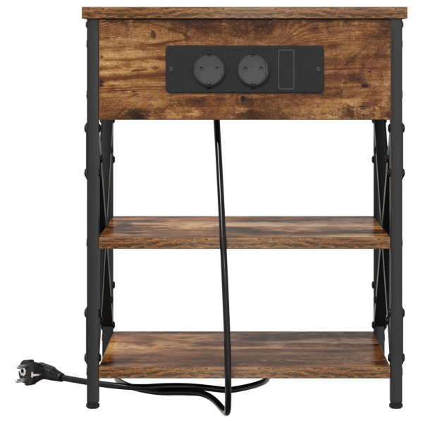 Cabinete de Noche con Estación de Carga Roble ahumado M 5