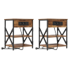 Cabinete de Noche con Estación de Carga 2 pcs Roble ahumado 2