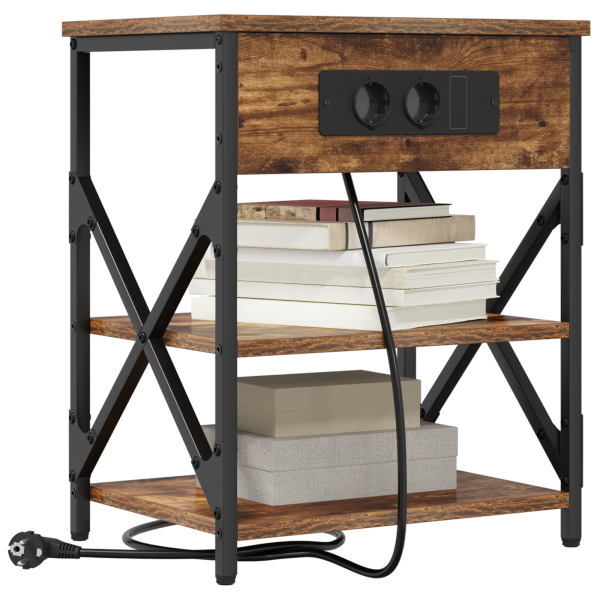 Cabinete de Noche con Estación de Carga 2 pcs Roble ahumado M 3