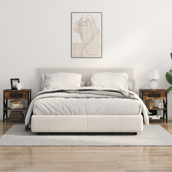 Cabinete de Noche con Estación de Carga 2 pcs Roble ahumado M 4