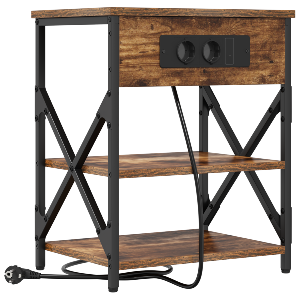 Cabinete de Noche con Estación de Carga 2 pcs Roble ahumado M 5