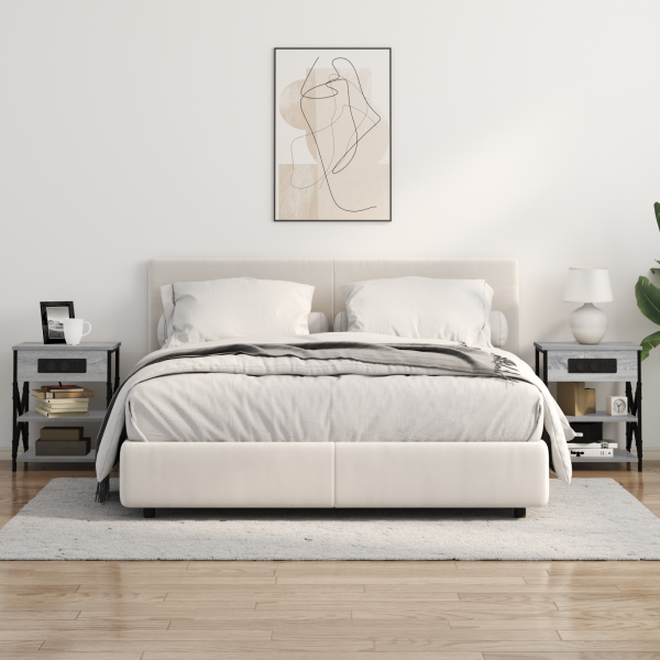 Cabinete de Noche con Estación de Carga 2 pcs Gris sonoma M 4