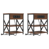 Cabinete de Noche con Estación de Carga 2 pcs Marrón roble 2