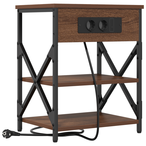 Cabinete de Noche con Estación de Carga 2 pcs Marrón roble M 5