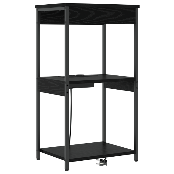 Cabinete de Noche con Estación de Carga con estante Roble negro M 2