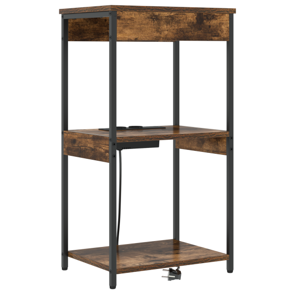 Cabinete de Noche con Estación de Carga Roble ahumado M 2