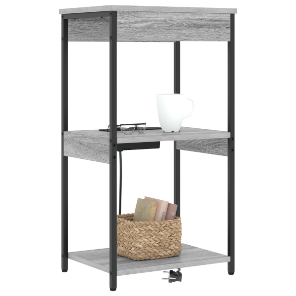 Cabinete de Noche con Estación de Carga con estante Gris sonoma M 3