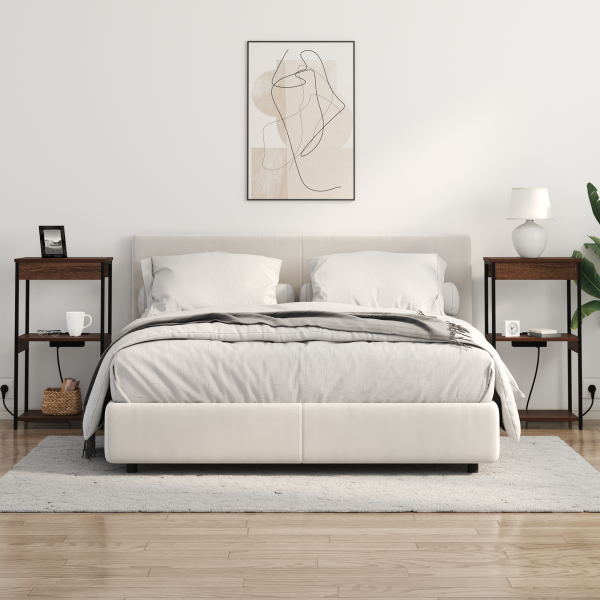 Cabinete de Noche con Estación de Carga Marrón roble M 4