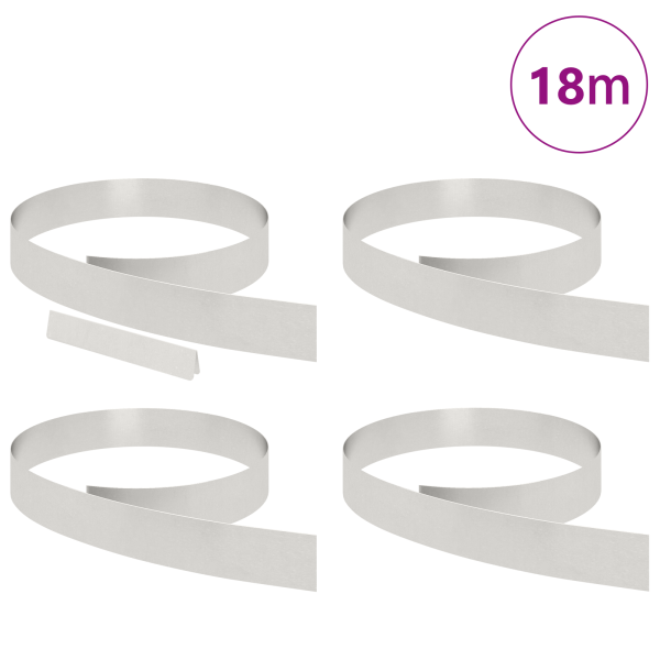 Borde de césped para jardín 4 pcs Plateado 450 x 10 cm M 3