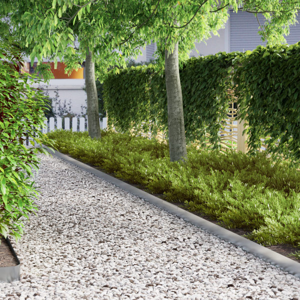 Acabamento de Jardim 4 pcs Prateado 450 x 10 cm Aço galvanizado M 4