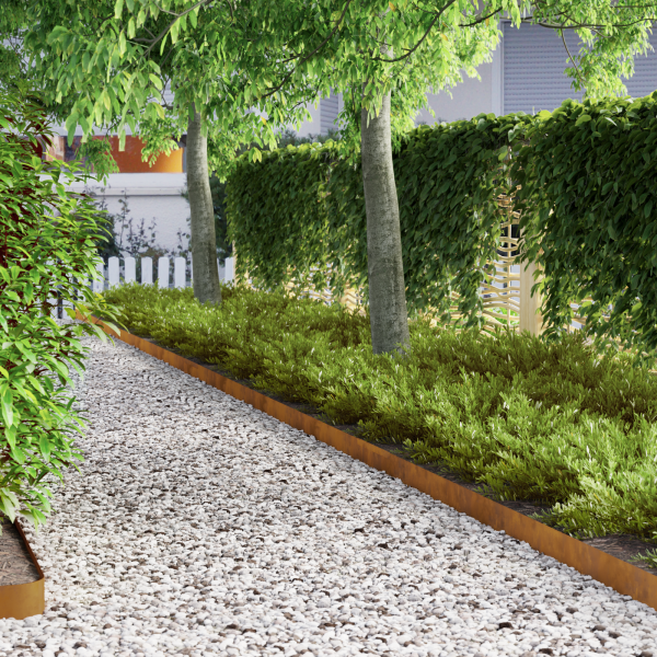 Borde de césped para jardín 4 pcs Oxidado 450 x 10 cm M 4