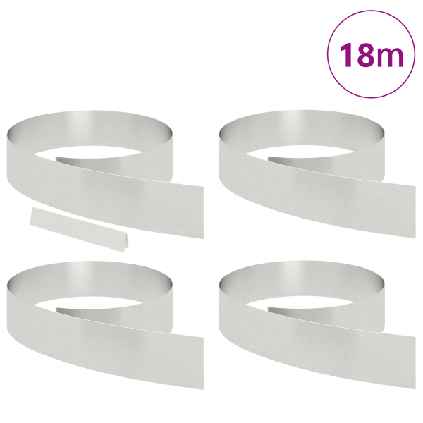 Acabamento de Jardim 4 pcs Prateado 450 x 15 cm Aço inoxidável M 3
