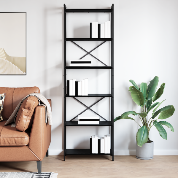 Estante Carvalho preto 60 x 30 x 188 cm Aglomerado M 4
