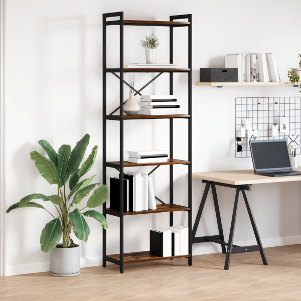 Estantería Roble ahumado 60 x 30 x 188 cm MDF y Acero D