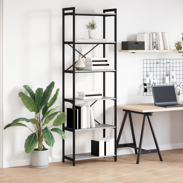 Estantería Gris sonoma 60 x 30 x 188 cm Madera y acero D