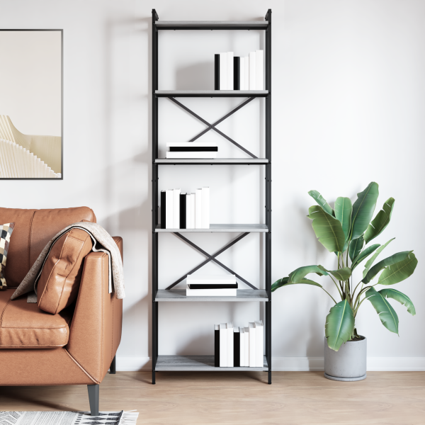 Estantería Gris sonoma 60 x 30 x 188 cm Madera y acero M 4
