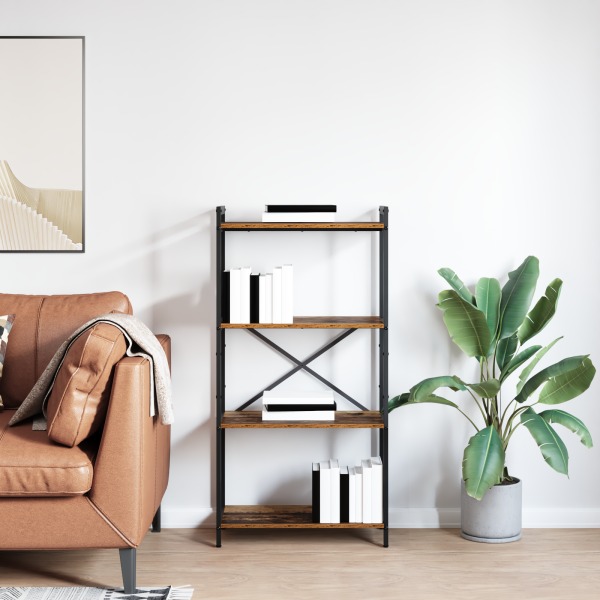 Estante Madeira antiga 60 x 30 x 118 cm Madeira e Aço M 4