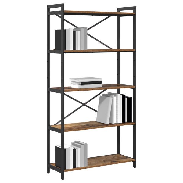 Estante Madeira antiga 80 x 30 x 153 cm Madeira e aço M 3