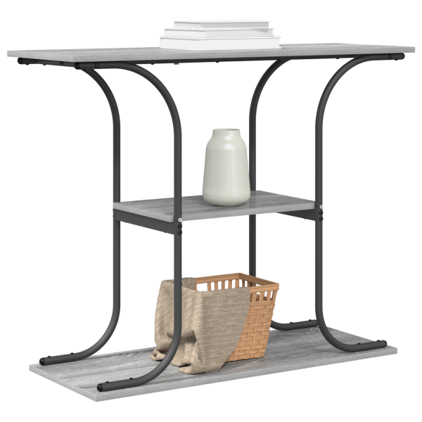 Mesa Consola con estante con almacenamiento Gris sonoma 101 x 35 x 80.5 cm M 3