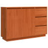 Vitrina con cajón Marrón 111 x 34 x 75 cm Madera maciza de Pino 2