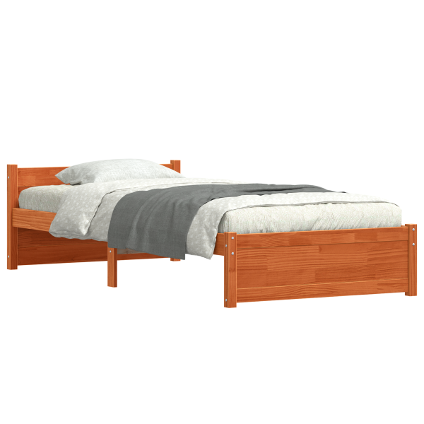 Estructura de cama con cabecera Marrón cera 100 x 200 cm M 3