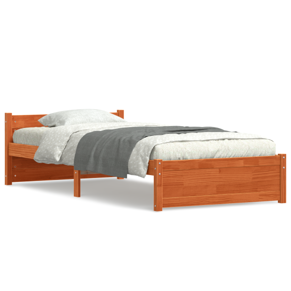 Estructura de cama con cabecera Marrón cera 100 x 200 cm M 4