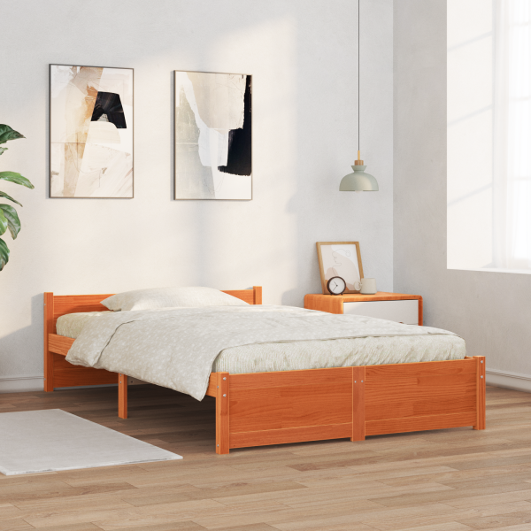 Estrutura da Cama com cabeceira Castanho-mel 120 x 200 cm M 5